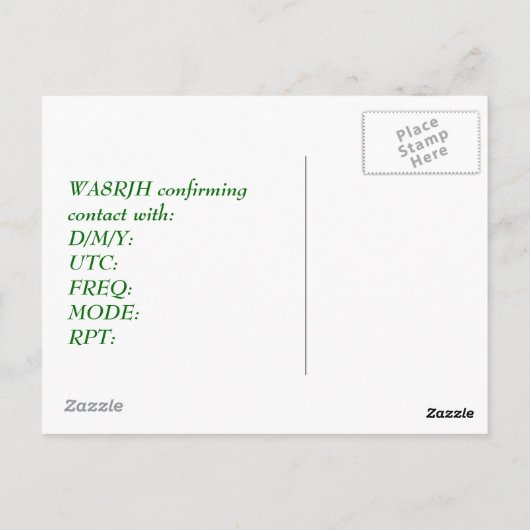 Ontwerp uw eigen QSL HAM Radio Operator op Frog Briefkaart (Achterkant)