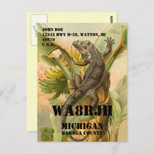 Ontwerp uw eigen QSL HAM Radio Operator op Frog Briefkaart (Voorkant / Achterkant)