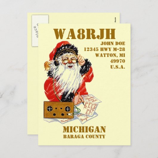 Ontwerp uw eigen QSL HAM Radio Operator op Santa Feestdagenkaart (Voorkant / Achterkant)