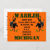 Ontwerp uw eigen QSL HAM Radio Ops Card Bronc Ride Briefkaart (Voorkant / Achterkant)