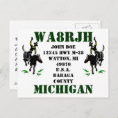Ontwerp uw eigen QSL HAM Radio Ops Card Bronc Ride Briefkaart (Voorkant / Achterkant)