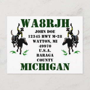 Ontwerp uw eigen QSL HAM Radio Ops Card Bronc Ride Briefkaart