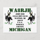 Ontwerp uw eigen QSL HAM Radio Ops Card Bronc Ride Briefkaart (Voorkant)