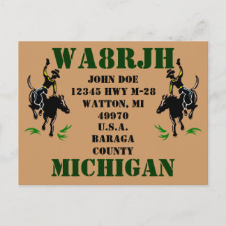 Ontwerp uw eigen QSL HAM Radio Ops Card Bronc Ride Briefkaart
