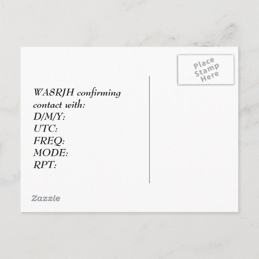 Ontwerp uw eigen QSL HAM Radio Ops Yodeler Uitnodiging Briefkaart (Achterkant)