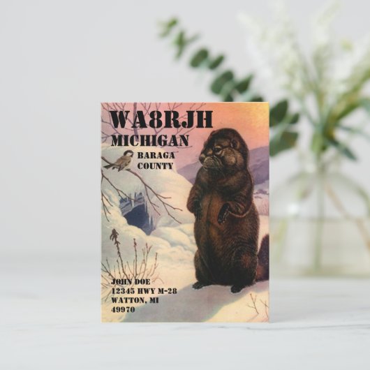 Ontwerp uw eigen QSL HAM-radiooperator op het wild Briefkaart (Staand voorkant)