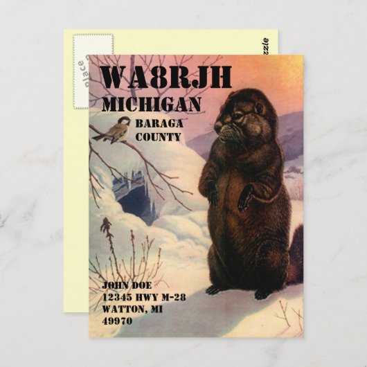 Ontwerp uw eigen QSL HAM-radiooperator op het wild Briefkaart (Voorkant / Achterkant)