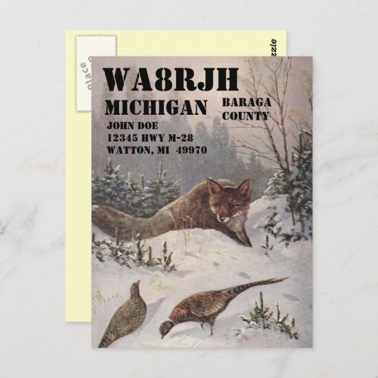 Ontwerp uw eigen QSL HAM-radiooperator op het wild Briefkaart (Voorkant / Achterkant)