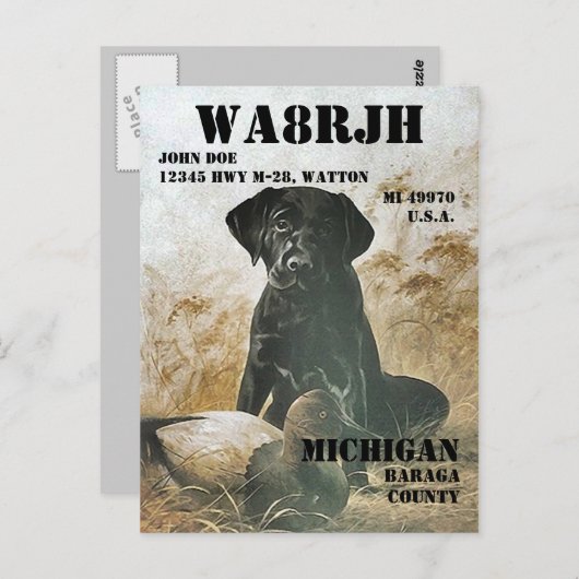 Ontwerp uw eigen QSL HAM-radiooperator op Lab Dog Briefkaart (Voorkant / Achterkant)