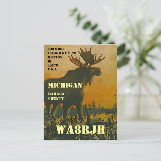 Ontwerp uw eigen QSL HAM-radiooperator op Moose Briefkaart (Staand voorkant)