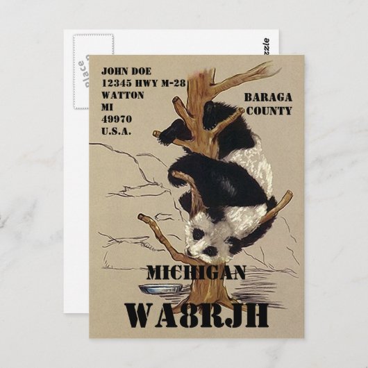 Ontwerp uw eigen QSL HAM-radiooperator op Panda Briefkaart (Voorkant / Achterkant)