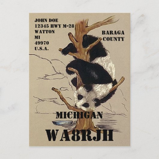 Ontwerp uw eigen QSL HAM-radiooperator op Panda Briefkaart (Voorkant)