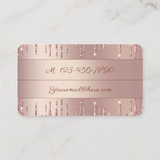 Ontwerp uw eigen Roos Gold Glitter Visitekaartje (Achterkant)