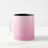 Ontwerp uw eigen roze OMbre en Jouw naam Tweekleurige Koffiemok (Voorkant links)