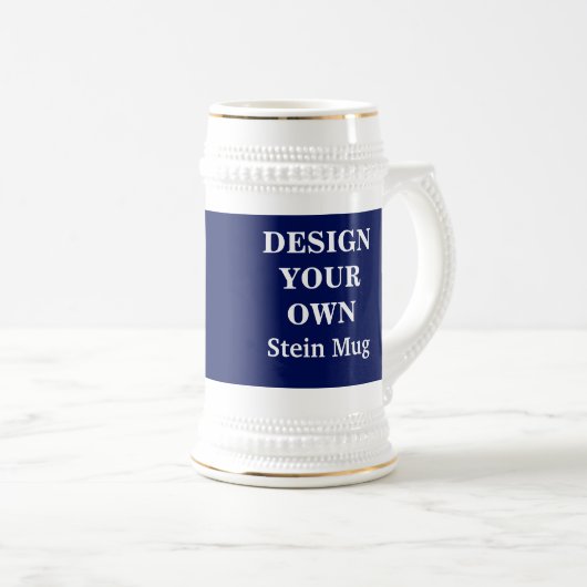 Ontwerp uw eigen Stein-Mok - blauw en wit Bierpul (Voorkant rechts)