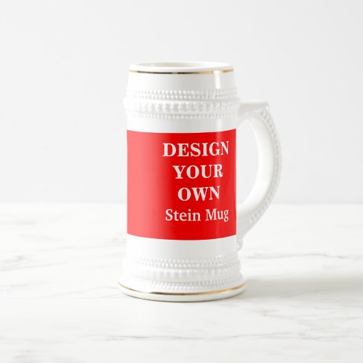 Ontwerp uw eigen Stein-Mok - Rood en wit Bierpul (Voorkant rechts)