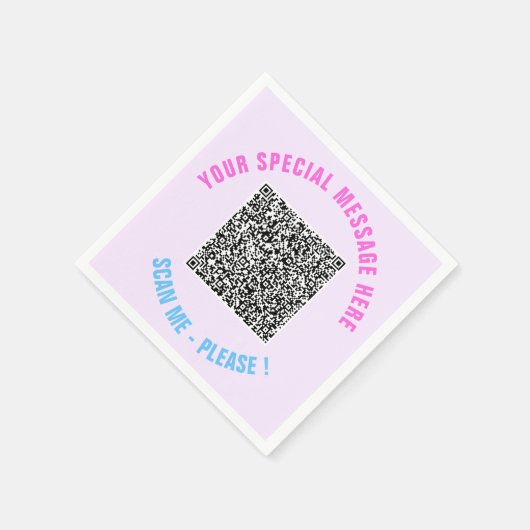 Ontwerp uw eigen tekst en QR-code servetten Sjablo (Hoek)