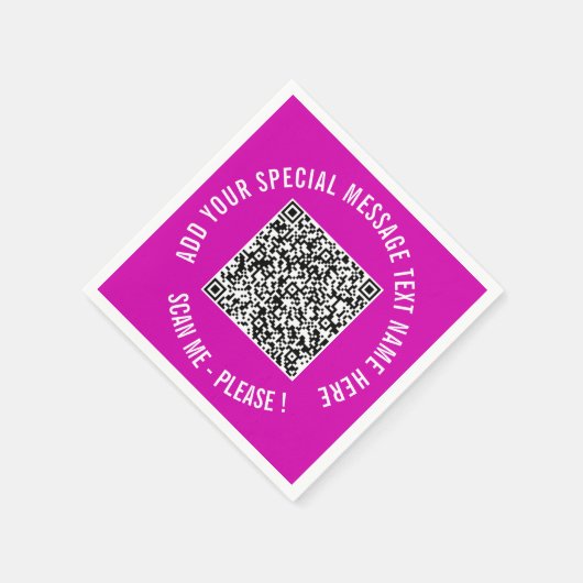 Ontwerp uw eigen tekst en QR-code servetten Sjablo (Hoek)