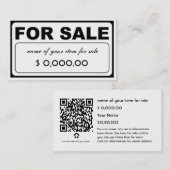 ontwerp uw eigen VOOR VERKOOP teken (met QR-code) Visitekaartje (Voorkant / Achterkant)