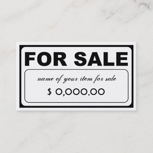 ontwerp uw eigen VOOR VERKOOP teken (met QR-code) Visitekaartje (Voorkant)