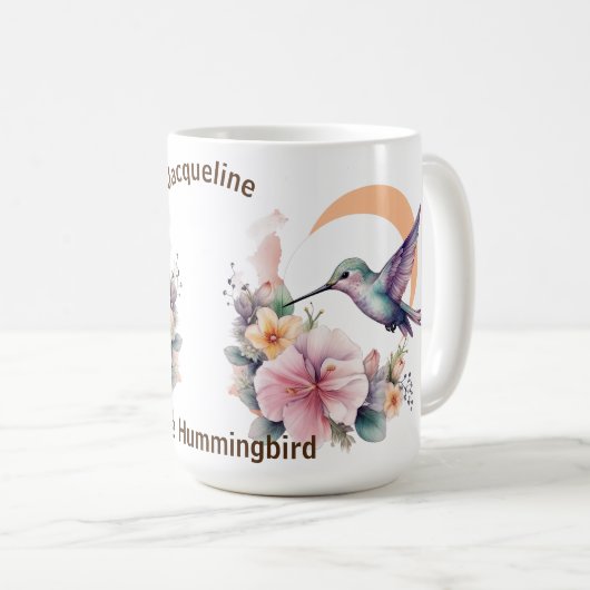 Ontwerp uw eigen Waterverf Hummingbird aangepaste Koffiemok (Voorkant rechts)