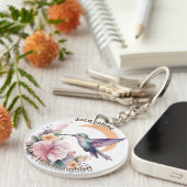 Ontwerp uw eigen Waterverf Hummingbird aangepaste  Sleutelhanger (Voorkant Rechts)