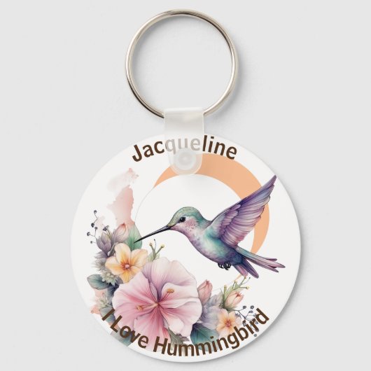 Ontwerp uw eigen Waterverf Hummingbird aangepaste Sleutelhanger (Voorkant)