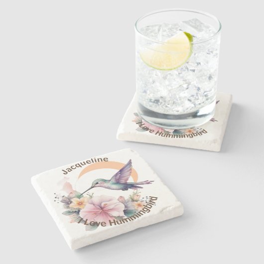 Ontwerp uw eigen Waterverf Hummingbird aangepaste  Stenen Onderzetter (Zijkant)