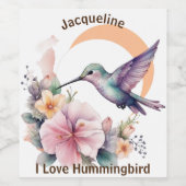 Ontwerp uw eigen Waterverf Hummingbird aangepaste  Wijn Etiket (Enkel label)