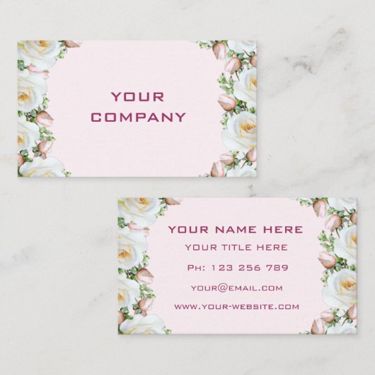 Ontwerp uw eigen White Rose visitekaartje template (Voorkant / Achterkant)