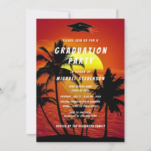 Ontwerp uw eigen Zee Sunset Afstuderen Invitation (Voorkant)