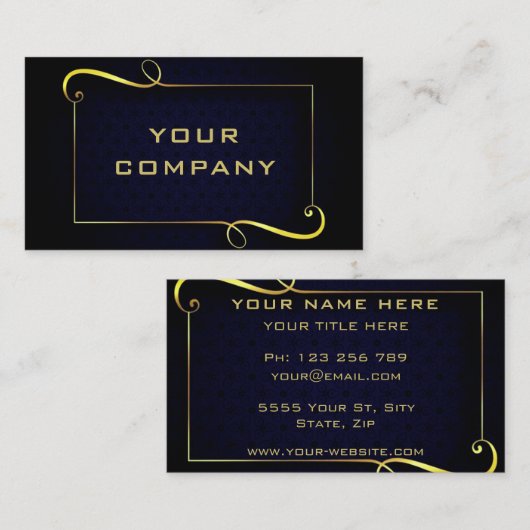 Ontwerp uw eigen zwart-gouden Visitekaartje (Voorkant / Achterkant)