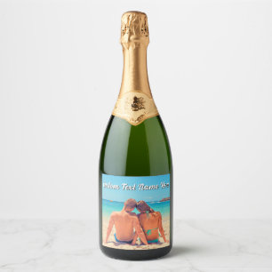 Ontwerp Uw Foto Bruisende Wijnlabel Aangepaste Tek Sparkling Wijnetiket