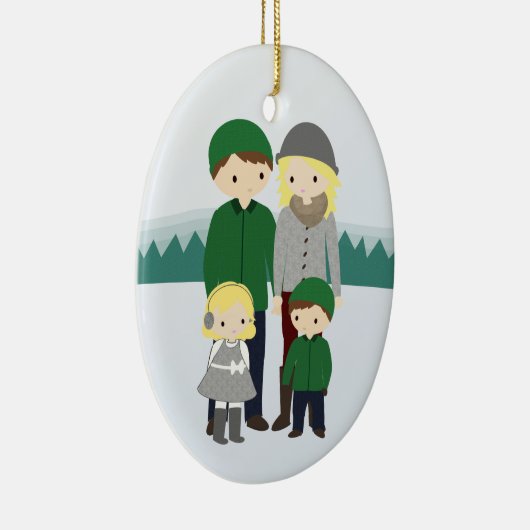 Ontwerp uw  kerstversiering voor uw familie keramisch ornament (Rechts)