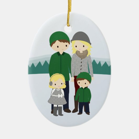 Ontwerp uw  kerstversiering voor uw familie keramisch ornament (Voorkant)