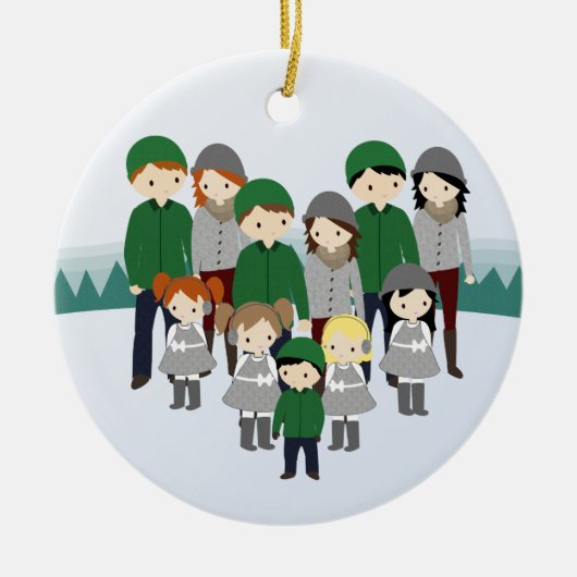 Ontwerp uw kerstversiering voor uw familie keramisch ornament (Voorkant)