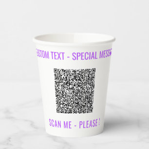 Ontwerp uw QR-code en tekst papieren bekers voorbe