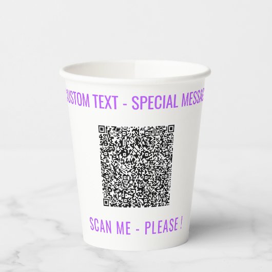 Ontwerp uw QR-code en tekst papieren bekers voorbe (Links)