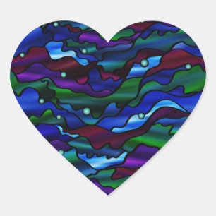 Ontwerp van Abstract Glas in lood voor zeebaars Hart Sticker