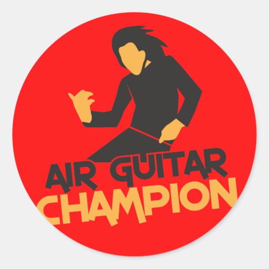 Ontwerp van Air Guitar Champion Ronde Sticker (Voorkant)
