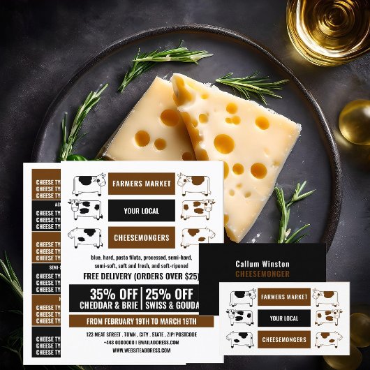 Ontwerp van airy Koe, Cheesemonger Adverteren Flyer