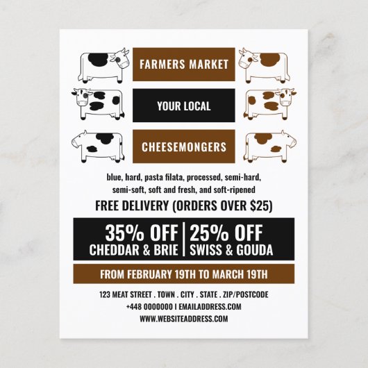 Ontwerp van airy Koe, Cheesemonger Adverteren Flyer (Voorkant)