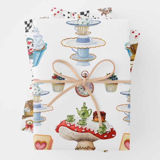 Ontwerp van Alice Tea Party Inpakpapier Vel (In situ)
