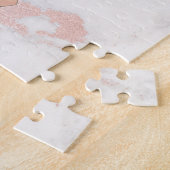 ontwerp van ananas op roze marmer legpuzzel (Zijkant)