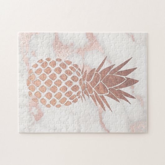 ontwerp van ananas op roze marmer legpuzzel (Horizontaal)