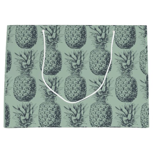 Ontwerp van ananas, tropisch fruitpatroon large cadeautasje (Voorkant)