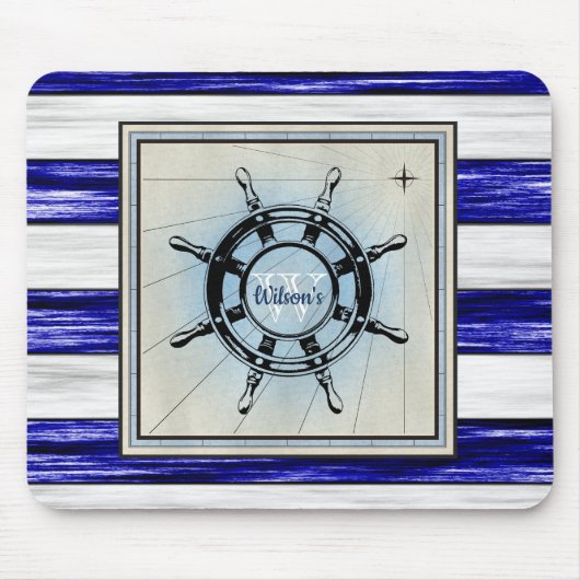 ontwerp van antiek monogram-zeeschepen; muismat (Voorkant)