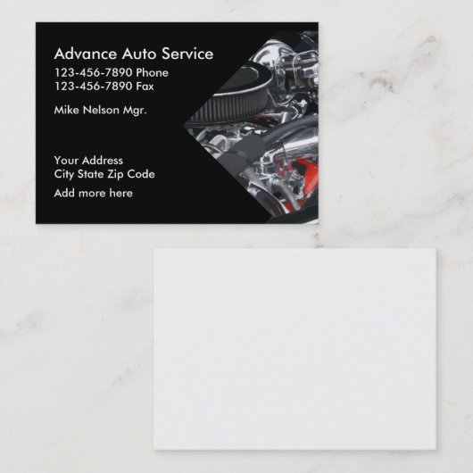 Ontwerp van auto-Visitekaartjes Visitekaartje (Voorkant / Achterkant)