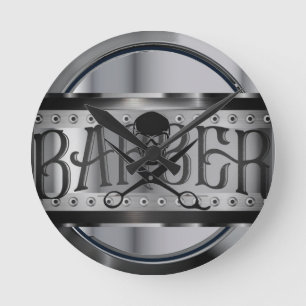 ontwerp van barber Chrome-metaal Ronde Klok