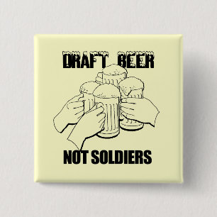 ONTWERP VAN BEER NIET-SOLDATEN VIERKANTE BUTTON 5,1 CM